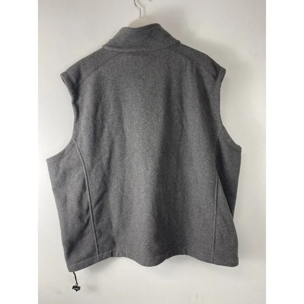 Eddie Bauer Vest Mens 2XL Gray Silver Fleece Sweater Jacket Sleeveless N292